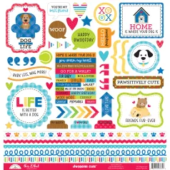   Doodlebug Design Matrica 12" (30 cm) - Doggone Cute - This & That Stickers (1 ív)