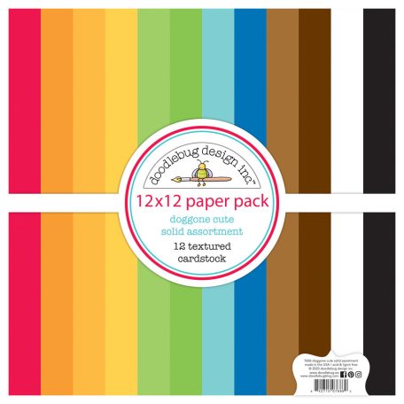 Doodlebug Design Papírkészlet 12" (30 cm) - Doggone Cute - Textured Cardstock Solid Paper Pack (12 lap)
