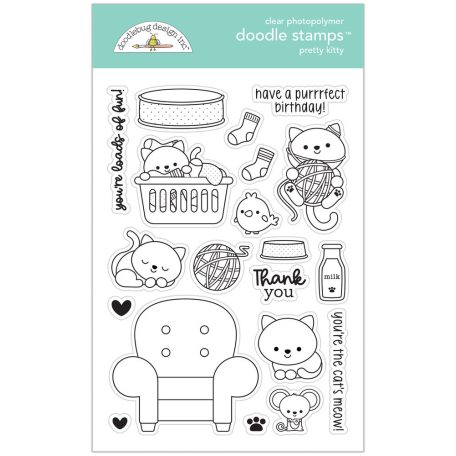Doodlebug Design Szilikonbélyegző  - Pretty Kitty - Doodle Stamps (1 csomag)