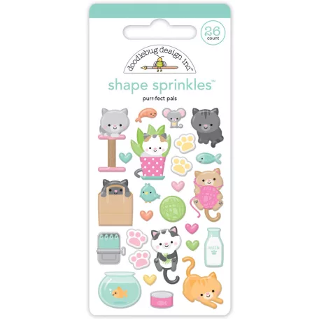 Doodlebug Design Díszítőelem  - Pretty Kitty - Purr-fect Pals - Shape Sprinkles (1 csomag)