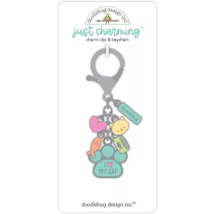   Doodlebug Design Kulccstartó  - Pretty Kitty - I Love My Cat - Just Charming Clip & Keychain (1 db)