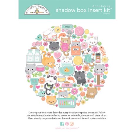 Doodlebug Design Shadow Box díszítőelem  - Pretty Kitty - Shadow Box Insert Kit (1 csomag)