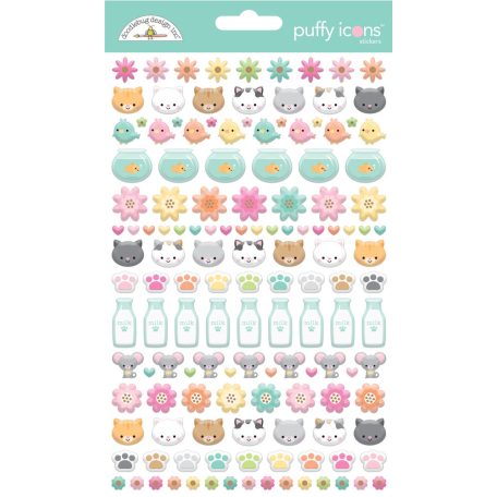 Doodlebug Design Pufi matrica  - Pretty Kitty - Puffy Icons Stickers (1 db)
