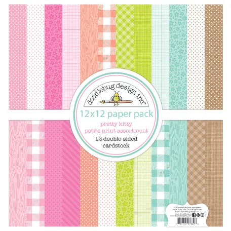 Doodlebug Design Papírkészlet 12" (30 cm) - Pretty Kitty - Kétoldalas - Petite Prints Paper Pack (12 lap)