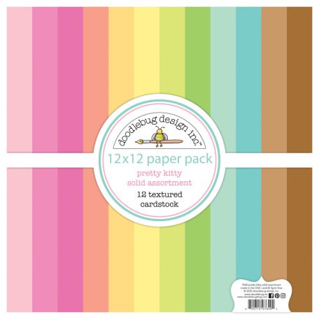 Doodlebug Design Papírkészlet 12" (30 cm) - Pretty Kitty - Textured Cardstock Solid Paper Pack (12 lap)
