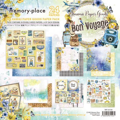Memory Place Papírkészlet 6" (15 cm) - Bon Voyage - Kawaii Paper Goods - Paper Pack (24 lap)