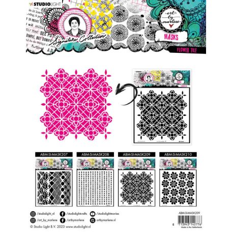 Art by Marlene Stencil  - Flower tile Signature Collection nr.209 - ABM Mask (1 db)
