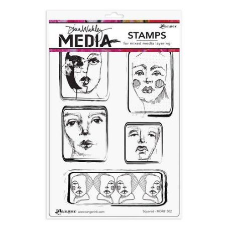 Ranger Ink Gumibélyegző - Squared - Dina Wakley - Media cling stamp (1 csomag)
