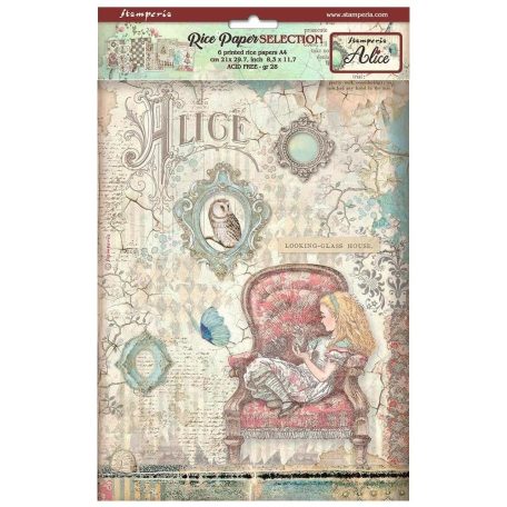 Stamperia Rízspapír készlet A4 - Alice - Rice Paper Selection (6 ív)