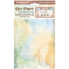   Stamperia Rízspapír készlet A6 - Create Happiness Oh lá lá - Rice Paper Backgrounds (8 ív)