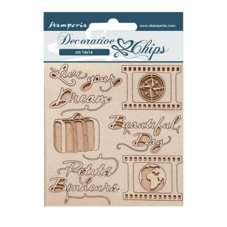 Stamperia Chipboard 14x14 cm - Create Happiness Oh lá lá - Decorative Chips (1 ív)
