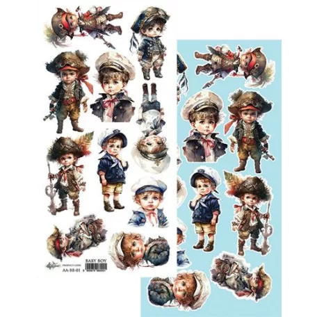Alchemy of Art Kivágóív - Baby Boy - Extras to Cut - Double-sided paper (1 ív)