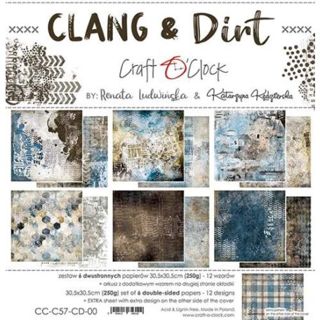 Craft O'Clock Scrapbook papírkészlet 12" (30 cm) - Clang And Dirt - Paper Collection Set (1 csomag)