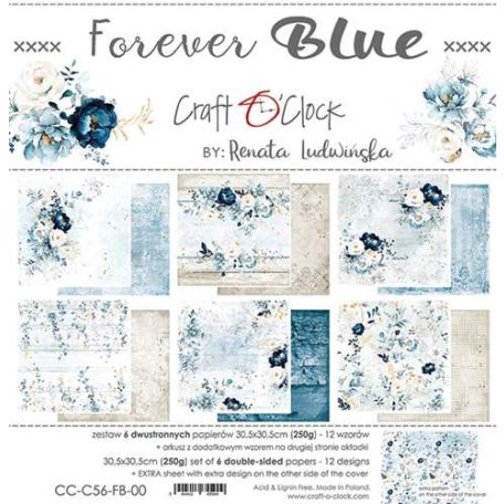 Craft O'Clock Scrapbook papírkészlet 12" (30 cm) - Forever Blue - Paper Collection Set (1 csomag)