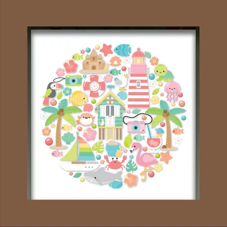 Doodlebug Design Shadow Box díszítőelem  - Seaside Summer - Shadow Box Insert Kit (1 csomag)