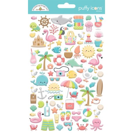 Doodlebug Design Pufi matrica  - Seaside Summer - Puffy Icons Stickers (1 db)