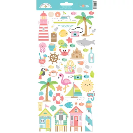 Doodlebug Design Matrica  - Seaside Summer - Icons Stickers (1 ív)