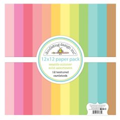   Doodlebug Design Scrapbook Papírkészlet 12" (30 cm) - Seaside Summer - Textured Cardstock Solid Paper Pack (12 lap)