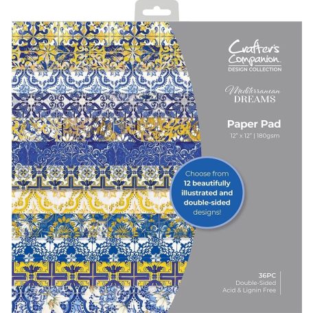 Crafter's Companion Scrapbook papírkészlet 12" (30 cm) - Mediterranean Dreams - Paper Pad (36 lap)