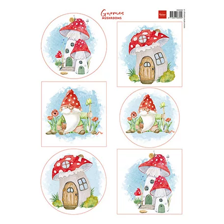 Marianne Design KivágóívA4 - Gnomes mushrooms - Decoupage paper (1 db)