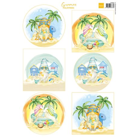 Marianne Design KivágóívA4 - Gnomes on the beach - Palmtrees - Decoupage paper (1 db)