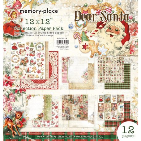 Memory Place Papírkészlet 12" (30 cm) - Dear Santa - Paper Pack (12 lap)