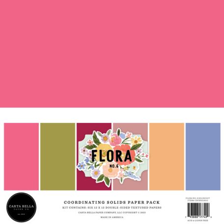 Carta Bella Papírkészlet 12" (30 cm) - Solids Kit - Flora No. 6 (6 lap)