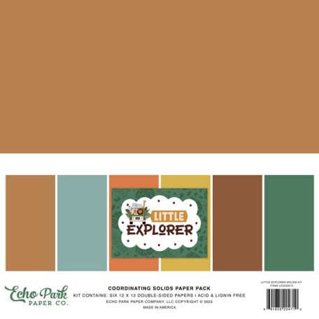 Echo Park Papírkészlet 12" (30 cm) -  Coordinating Solids Paper Pack - Little Explorer (6 lap)