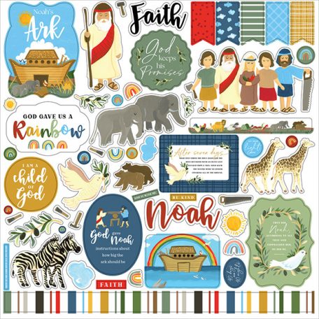 Echo Park Matrica 12" (30 cm) -  Cardstock Stickers - Bible Stories: Noah's Ark (1 ív)