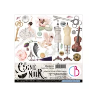   Ciao Bella Kivágóív készlet 6" (15 cm) - Cygne Noir - Fussy Cut Pad (24 lap)