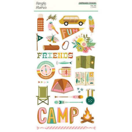 Simple Stories Chipboard matrica  - Chipboard Stickers  - Trail Mix (1 csomag)