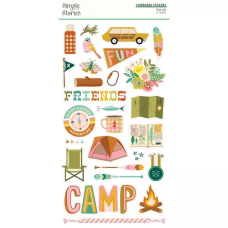 Simple Stories Chipboard matrica  - Chipboard Stickers  - Trail Mix (1 csomag)