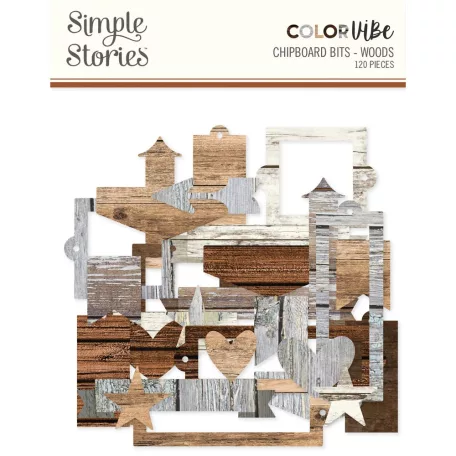 Simple Stories Chipboard  - Woods Chipboard Bits  - Color Vibe (1 csomag)