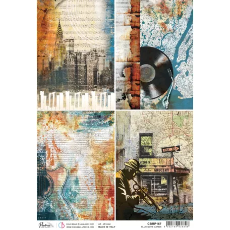 Ciao Bella Rizspapír A4 - Blue Note cards - Blue Note - Rice Paper (1 ív)