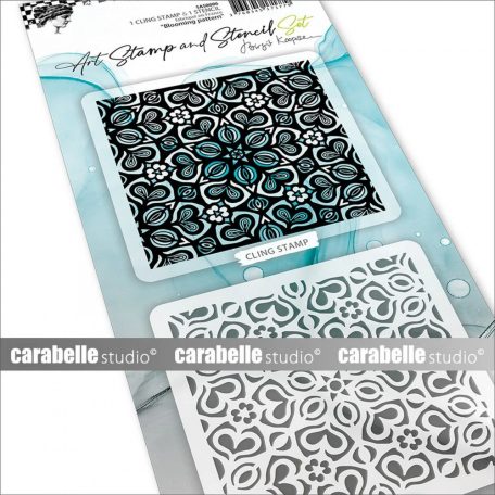 Carabelle Studio Gumibélyegző és Stencil készlet 8x8 cm - Blooming Pattern - Art Stamp & Stencil Set (1 db)