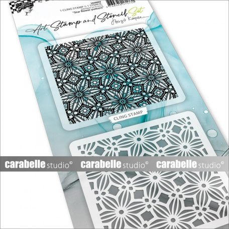 Carabelle Studio Gumibélyegző és Stencil készlet 8x8 cm - Star Flower Pattern - Art Stamp & Stencil Set (1 db)