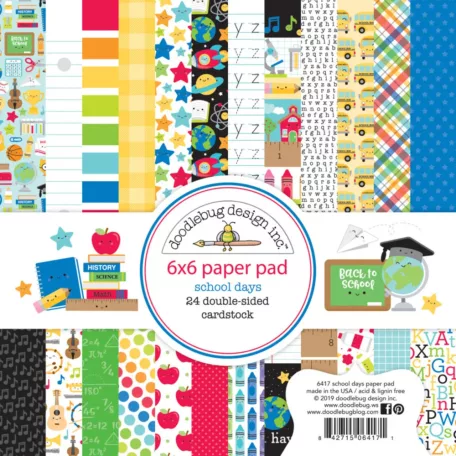 Doodlebug Design Scrapbook Papírkészlet 6" (15 cm) - School Days - Kétoldalas - Paper Pad (24 lap)