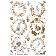   Ciao Bella Rizspapír A4 - White garlands - Cozy Moments - Rice Paper (1 ív)