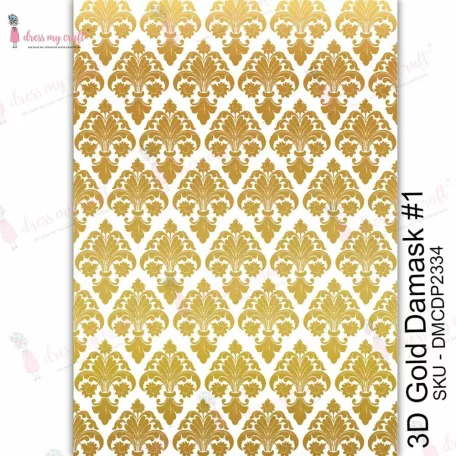 Dress My Craft Transzfer fólia A4 - 3D Gold Damask #1 - Transfer Me (1 db)