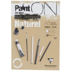   Clairefontaine PaintON rajztömb A5 - 250 g - Naturel/Natúr - Multi-Techniques (30 ív)