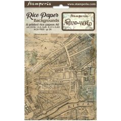   Stamperia Rízspapír készlet A6 - Around the World - Rice Paper Backgrounds (8 ív)