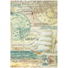   Stamperia Rizspapír A4 - Around the World - Sailing Ship - Rice Paper (1 ív)
