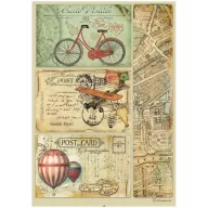   Stamperia Rizspapír A4 - Around the World - Post Card - Rice Paper (1 ív)