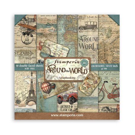 Stamperia Papírkészlet 12" (30 cm) - Around the World - Paper Pack (10 ív)