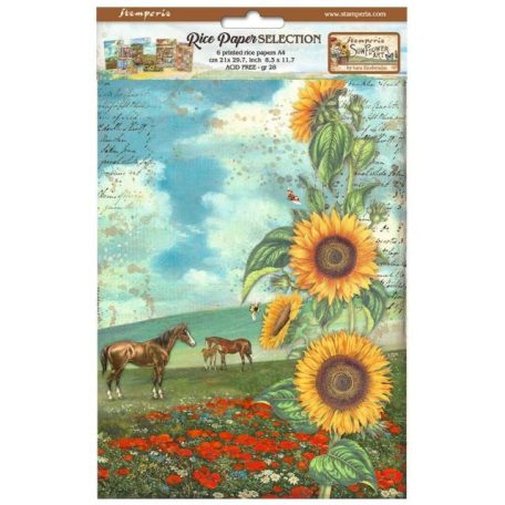 Stamperia Rízspapír készlet A4 - Sunflower Art - Rice Paper Selection (6 ív)