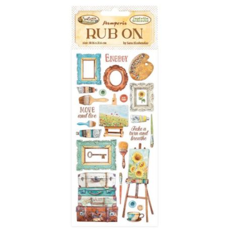 Stamperia Kaparós matrica Sunflower Art - Brushes And Frames - Rub-On (1 ív)