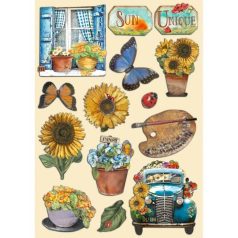   Stamperia Fa díszítőelem A5 - Sunflower Art - Wooden Shapes (1 ív)