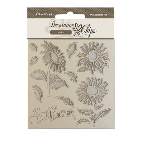 Stamperia Chipboard 14x14 cm - Sunflower Art - Sunflowers - Decorative Chips (1 ív)
