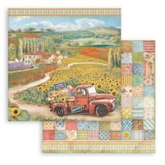   Stamperia Scrapbook papír 12" (30 cm) - Sunflower Art - Vintage Car - Paper Sheets (1 ív)
