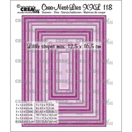 CREAlies vágósablon - Téglalapok kis csíkokkal - XXL118 - Crea-Nest-Lies (12 db)